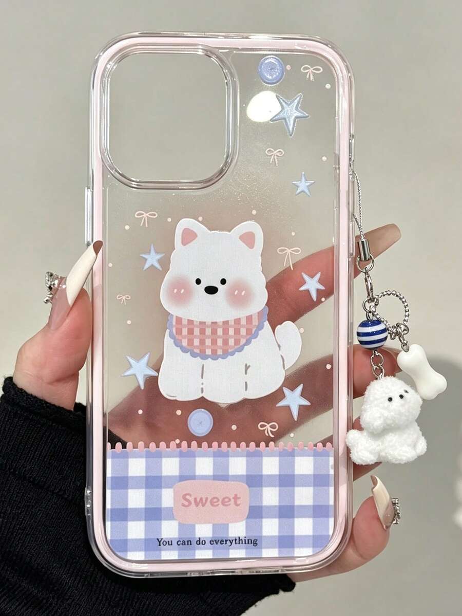 可愛狗貓耳軟手機殼適用於 iPhone 16/16 Pro Max/13/14/15/11/12/17/Pro Max - 粉色 - 查看 1