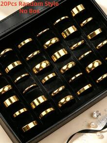 10/20pcs/Lot Cincin Stainless Steel Halus Elegan Minimalis Modis, Unisex, Hadiah untuk Teman, Aksesori Perhiasan untuk Pesta Kasual dan Pemakaian Sehari-hari - cincin 2468 - View 9