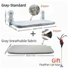 ENSSU 55lbs Capacity Foldable Cat Window Perch, Sturdy Cat Hammock Bed, Upgraded Suction Cups, Easy Assembly, Indoor Cat Tree - Grey - View 22