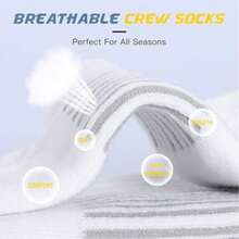 3 Pasang Kaos Kaki Olahraga, Kaos Kaki Atletik Bernapas untuk Pria dan Wanita - Crew Socks - View 6