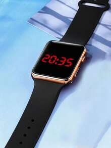 Casual Fashion Silicone LED Electronic Watch And Bracelet Set, Holiday Gift, Daily Strap, Back To School - Black - View 5