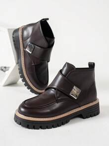 British Academy Style Workwear Ankle Boots Women's Lace-Up Side Zipper Thick Sole Autumn/Winter Commute Boots - Coffee Brown - View 5