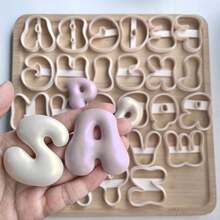 Large 5cm English Letter Shaped Soft Clay Jewelry Mold, Letter Shaped Keychain Mold, DIY Earrings Jewelry And Handmade Polymer Clay Cutter, Used For Earrings, Brooches, Pendants, Pottery Mold, High Precision Soft Clay Cutter - Apricot - View 3
