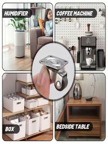 10Pcs Small Caster Wheels, Mini Swivel Caster Wheels, Low Profile Self Adhesive Plate Casters Rollers For Furniture, Kitchen Appliances, Light-Duty Projects, Planters, Tray - 10pcs Mini Universal Swivel Wheels - View 3