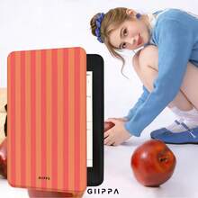 GIIPPA 1件裝橘色條紋 Kindle 保護殼附手提帶，適合書迷的情人節/聖誕節禮物，自動喚醒/睡眠電子閱讀器保護套，相容 Kindle Paperwhite 5/6/7/10/11/12 代、Kindle Colorsoft 1 代、Basic Kindle 8/10/11 代所有 Kids 與 Signature 版本 - 多色10 - 查看 6