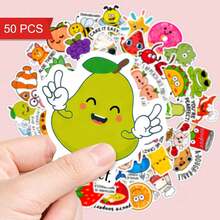 50pcs Inspirational Animal & Fruit Stickers With English Words, Suitable For Notebooks, Planners, Sticker Decoration, School Supplies, Back To School Season, Humorous & Fun Stickers - Multicolor - View 5