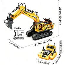 Remote Control Excavator Toy With Lights And Sound Effects, Suitable For Construction Use, 15/11/9/6 Channel Remote Control Engineering Vehicle, Suitable For Children And Adults, Children's Gift, Birthday Gift, Christmas Gift - Multicolor - View 4