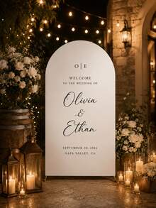 Customized Wedding Arch Fabric Decor Cover, Personalized Photo/Name/Date/Text, Polyester Double-Sided Stretch Backdrop, Party Decoration, Wedding Welcome Sign, Bridal Gift, No Power Required, Suitable For Wedding, Birthday, Party - Multicolor - View 9