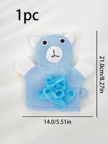1 pieza Manopla de baño infantil con diseño de oso lindo, de uso doble como guante de ducha, color aleatorio - Azul - Ver 7