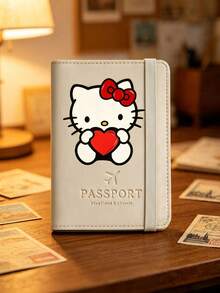 1 pieza Nuevo porta pasaporte de viaje de la serie Sanrio Hello Kitty con estampado, funda de pasaporte con múltiples ranuras y soporte para tarjeta de embarque, accesorio de viaje con diseño de dibujos animados lindo de Pochacco, accesorio de viaje en avión ligero, impermeable y portátil, esencial para vacaciones y viajes de verano - Multicolor - Ver 8