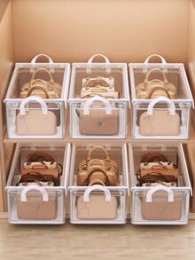 1pc Transparent Handbag Storage Box, Space-Saving Closet Organizer, Portable Dust-Proof Bag Storage Box, Can Store Handbags, Backpacks, Wallets, Dresses, Women's Clothing And Accessories, Multi-Purpose Suitable For Snacks, Kitchen, Bathroom, Dormitory, Etc. - View 4
