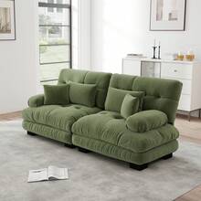 Cloud Sofa Green 2 Seat With Velvet And Cushions - Green 2 Seat - View 1