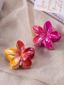 3pcs/1pc 8cm/3.14inch Large Hibiscus Flower Shaped Hair Clips, Colorful And Vibrant, Made Of Lightweight Plastic Material, Suitable For Daily Wear, Outdoor Activities, Casual Occasions, Party Gatherings, Commuting, Beach Vacations And More. Can Be Used For Hairstyles Like Ponytails, Buns, And More, Also Perfect For Daily Care Steps Like Washing Face, Bathing, And Makeup, Making It A Perfect Accessory Item. - Multicolor - View 4