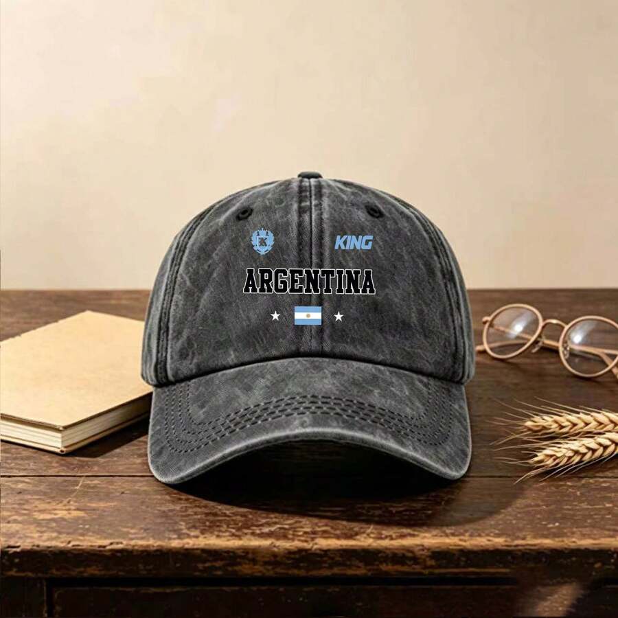 1pc Gothic Casual Men Hat,Letters ,Flag,Star Printing, Unisex Fashion, Provides Shade & Sun Protection, Perfect For Outdoor Activities