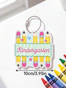 1件客製化幼兒園老師姓名吊牌，鉛筆設計，個性化壓克力包包掛飾，學校背包鑰匙圈，開學禮物 - 彩色 - 查看 7