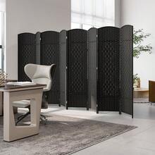 [Free Shipping] 8-Panel Folding Room Divider With Hand-Woven Texture And Solid Wood Frame-Black-XY240523 - FXC3I0INIHNJK0 - View 5