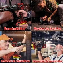 Hecelo Pistola de Impacto 1/2 con 2 Baterías, ¡Gran Torque! Kit completo - Versión mejorada Llave de Impacto Hecelo - Rojo - Ver 8
