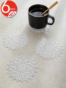 8pcs/set Hollow Out Flower Pvc Placemats (4pcs) And Coasters (4pcs), Washable, Easy To Clean, Wipeable, Non-slip, Heat Resistant, For Holiday, Wedding, Party And Festival Table Decoration - Gold - View 14