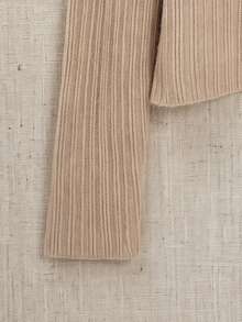 Cardigan Rajut Bergaris Kancing Depan Kerah Bulat Lengan Panjang Kasual Serbaguna untuk Dipakai di Musim Gugur - Khaki - View 10