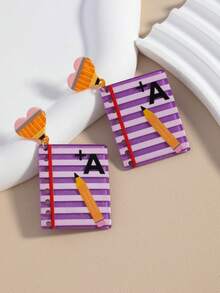 1 Pair Cross-Border Student Teacher's Day Acrylic Pencil A+ Stud Earrings Creative Printed Letter Heart Jewelry - Multicolor - View 2