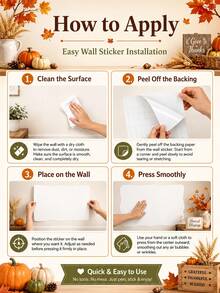 1pc Fall Pumpkin And Maple Leaves Wall Sticker, Autumn Theme PVC Self-Adhesive Wall Decal, Waterproof Removable Autumn Wall Decor, Peel And Stick, For Living Room Bedroom Entryway Party Background, Thanksgiving Home Decoration - Autumn Harvest Theme - View 7
