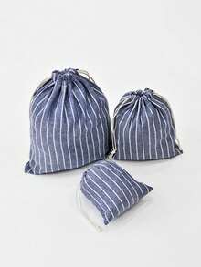 1/3 buah Tas Penyimpanan Pakaian Dalam & Kaos Kaki Minimalis Bergaris Linen dengan Kantong Serut untuk Perjalanan, Unisex, Cocok untuk Penggunaan di Rumah atau Luar Ruangan, Kamar Tidur, Pengorganisasian Penyimpanan, Penyimpanan Rumah, Set Musim Semi, Pakaian Musim Semi - MultiWarna - View 7