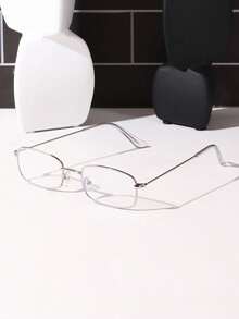 1pc Blue Square Optical Frame Women's Lightweight Copper Alloy Rectangular Glasses Suitable For Thin Face - Clear - View 7