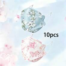 10/5pcs Elegant Floral Style Women's Face Masks, 3D Breathable Decorative Face Covers - Multicolor - View 17