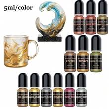 Tinta de alcohol metálica - 5ml/10ml Tintas a base de alcohol de color metálico para arte de resina epoxi - Tinte de color de pintura de alcohol para hacer platos de Petri, posavasos, vasos - Multicolor - Ver 19
