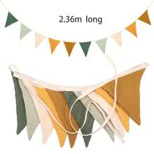 Morandi Color Cotton Fabric Triangle Bunting, Fabric Triangle Flag Garland, Suitable For Birthday Party, Picnic, Tent, Wall Decoration - Multi-color - View 3