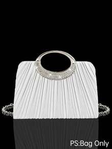 女士时尚闪耀水晶钻石晚宴手拿包，奢华镶钻正式礼服手提包，可搭配闪耀水晶钻石首饰套装，包括璀璨吊坠项链、耳环和手链，适合晚宴、派对、生日、婚礼等场合，可用作新娘手拿包、派对包、婚礼配饰。 - 銀色 - 查看 10