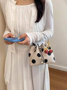 Korean Version Of The Popular Rhombus Raw Edge Shoulder Bag, Versatile Drawstring Bucket Bag For Daily Wear, Suitable For Daily Wear, Dates - Multicolor - View 4