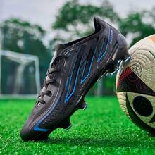 Unisex Anti-Slip High-Top Wear-Resistant Artificial Turf Football Cleats Sports Shoes - Black - View 5