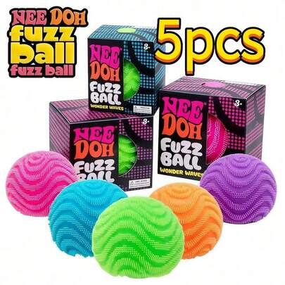 1pc Schylling Wavy Textured Plush Squeeze Ball, Soft Spiky Touch Anxiety Relief Fidget Toy, Wavy Pattern Sensory Ball, Suitable For Children And Adults, Perfect For Summer Vacation NEE
