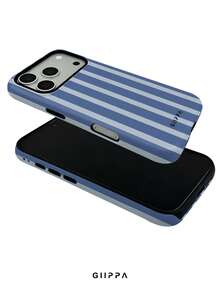 GIIPPA 1件霧藍條紋圖案設計手機殼，適用於Phone 17 Pro Max，兼容Phone 16 Pro Max、15 Pro Max、14 Pro Max，韓系高端時尚趣味手機殼，兼容11/12/13/14/15/16 Pro Max Plus，優雅設計男女皆宜，聖誕節、情人節、復活節、婚禮季及生日送女友的完美禮物！ - 彩色 - 查看 4