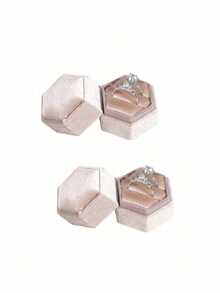 1/2pcs Premium Velvet Hexagon/Octagon Double Ring Jewelry Box, Mother's Day/Valentine's Day/Friend's Birthday Gift - Multicolor - View 11