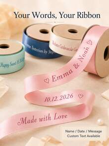 客製化緞面絲帶 25mm 個性化 DIY 織帶，禮品包裝、生日、婚禮、週年紀念，織帶蝴蝶結裝飾禮品，學校用品，返校季 - 彩色 - 查看 5
