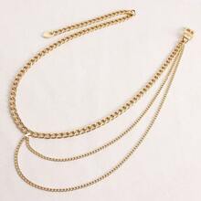 1pc Plus Size Women's Street Style Multi-Layer Square Buckle Waist Chain - Y2K Hiphop Decor Accessory, Fashionable & Versatile, Suitable For Daily Wear, Gifts, Weddings And Parties Holiday - Gold - View 1