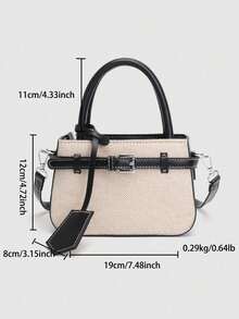 Dedoo Casual Color Block Texture Versatile Commuter Vintage Small Handbag With Metal Buckle Closure For Women - Black - View 10