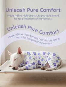 1PC Dog Shedding Hair Control Pajamas - Warm High Stretch Full Coverage Pet Rompers, Anti Licking & Bug Protective Jumpsuit For Small Medium Large Dogs, All Over Printing Dog Clothes - Cute Blueberry Pattern - Multicolor - View 4