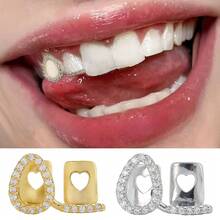 THATBOY 1PC/2PCS/4PCS/SET Hip Hop Rapper Fashion Personalized Jewelry Grillz Single Glossy Copper Simple Cool Grillz Gift For Men And Women - Multicolor - View 6