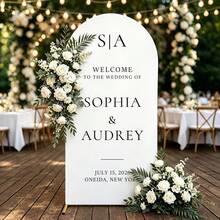 Customizable Wedding Arch Fabric Decor Cover, Personalized Photo/Name/Date/Text, Polyester Double-Sided Stretch Background Cloth, Party Decoration, Wedding Welcome Sign, Bridal Gift, No Power Required, Suitable For Wedding, Birthday, Party - Multicolor - View 2