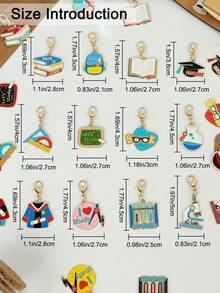 12/24pcs Back To School Keychain Pendant Teacher Appreciation Gift Teacher Key Chain Key Ring Bag Accessories For Women Men Back To School Supplies Creative Gift Holiday Gift Phone Car Accessories - Multicolor - View 8