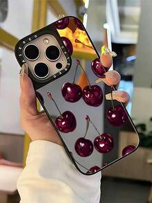 1件裝鏡面手機殼 酒紅櫻桃圖案 全包覆 TPU 防震手機殼 相容 Apple 18 17 16 15 14 13 12 11 Pro Max - 彩色 - 查看 4