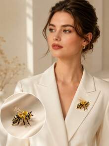 1 pieza Broche de abeja realista/Accesorio de insecto pequeño exquisito con diseño de abeja ricamente detallado/Adecuado para chaquetas, mochilas, sombreros, bolsos, - Multicolor - Ver 2