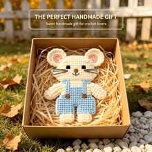 [DIY Pixel Bead Crochet Kit]Blue Overalls Pixel Mouse Crochet Set, Suitable For Adult Beginners, Semi-Finished Handmade Kit With Full Tools (Random Color Accessories) And English Guide, No Bead Template Needed, Crochet Pixel Style, Can Make Keychains - DIY Crochet Kit - View 8