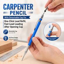 MROOFUL 2.0mm Long Nose Mechanical Pencil Set, 4 Deep Hole Marking Pencils ,Refillable Drafting Pencils For School, Office, Home, Woodworking And DIY, 3 Style Options - Multiple Styles - View 6