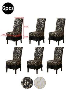 Romantic Flowing Skirt! 1pc Gold Foil Geometric Chair Cover, Dust-Proof, Elastic Full Coverage Old Chair Makeover Tool, Low-Cost Renovation For Wedding/Restaurant/Rental Recommended - Gold-stamped Geometric Skirt Chair Cover - View 12