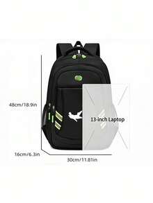 1pc Back To School Personalized Customized Large Capacity Backpack, Casual Minimalist Football Hook Silhouette Print, Zipper Closure Nylon Material, Adjustable Shoulder Straps, Hand-Carry, Suitable For Football Class, School, Commute, Shopping, Daily Outings. Birthday Gift. - Multicolor - View 3