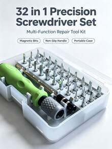 32pcs Precision Screwdriver Set, Covers Flat, Torx, Hex And Other Common Models, Small Home Appliances, Bit Holder Slot Prevents Loss, Compact And Portable, Suitable For Home Repair And Emergency Use, Essential Hardware Repair Tool, High Cost-Performance - Screwdriver Set - View 6